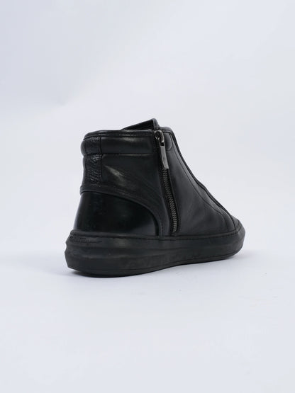 Salvatore Ferragamo Black Leather High-Top Sneakers Size 41