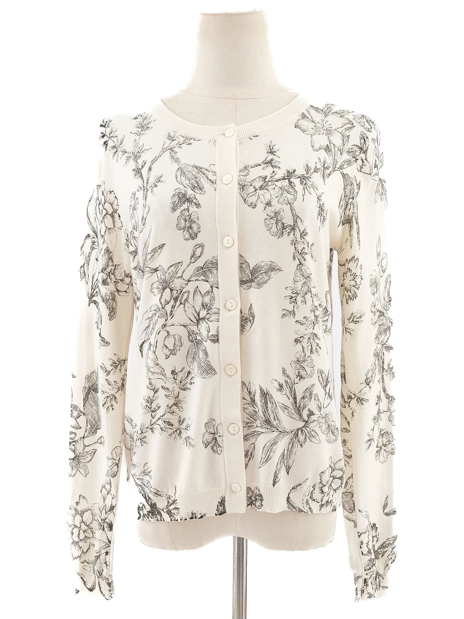 Excellent TWINSET White Floral Pattern Cardigan Size XS