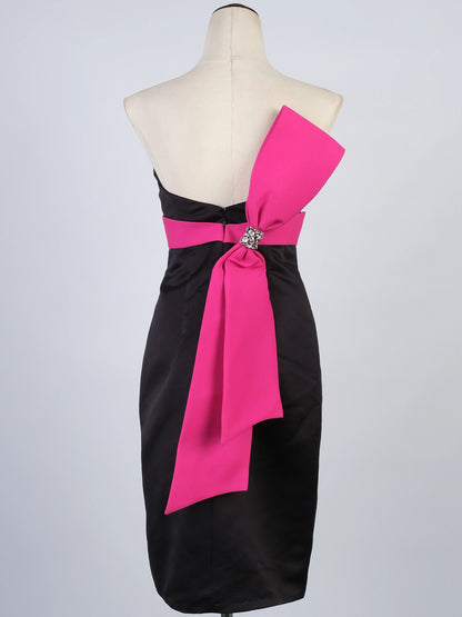 Jovani Black Strapless Dress with Pink Bow Size M Excellent Condition