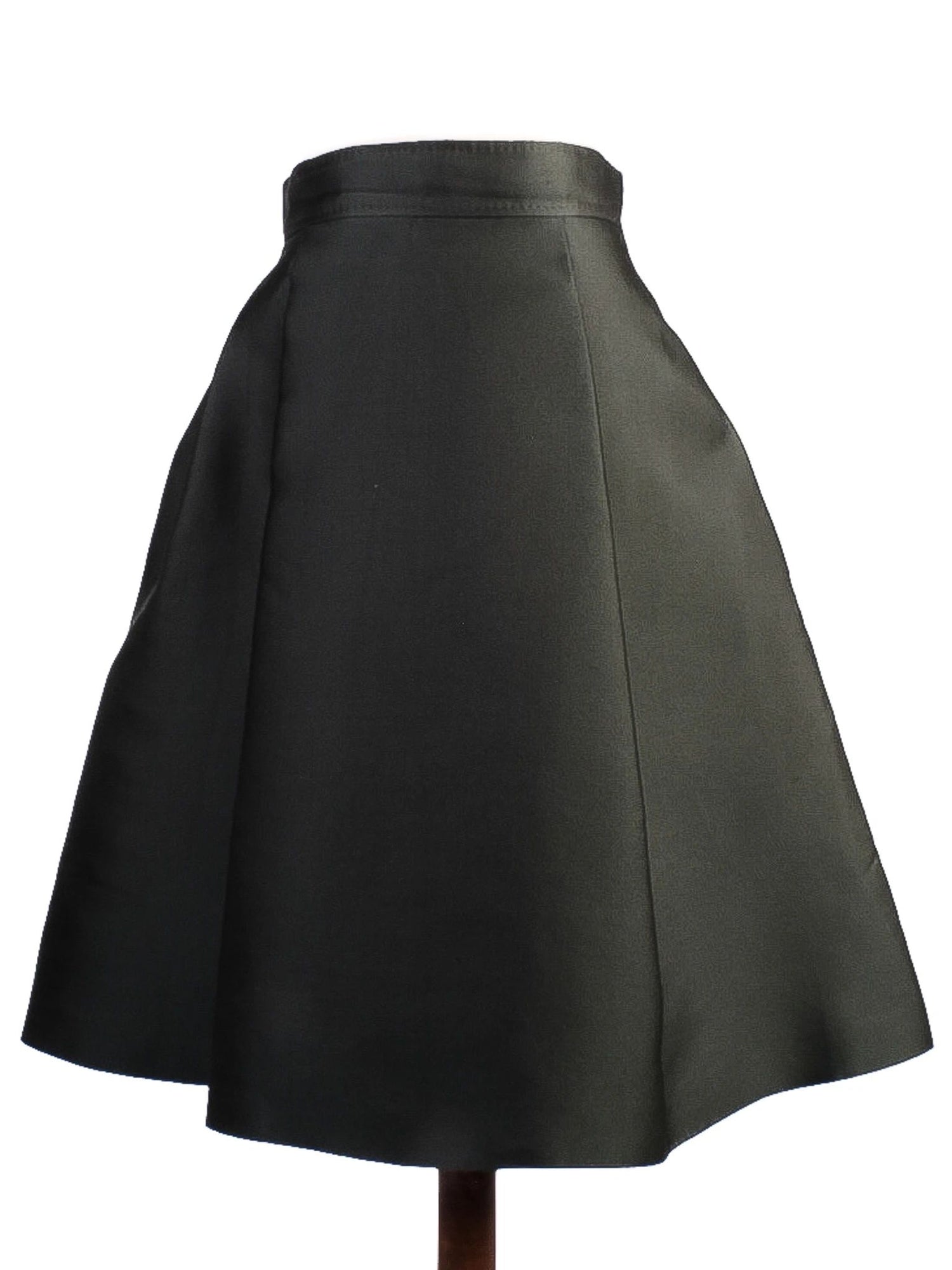 Excellent Max Mara Green Silk A-Line Skirt Size S Made in Italy