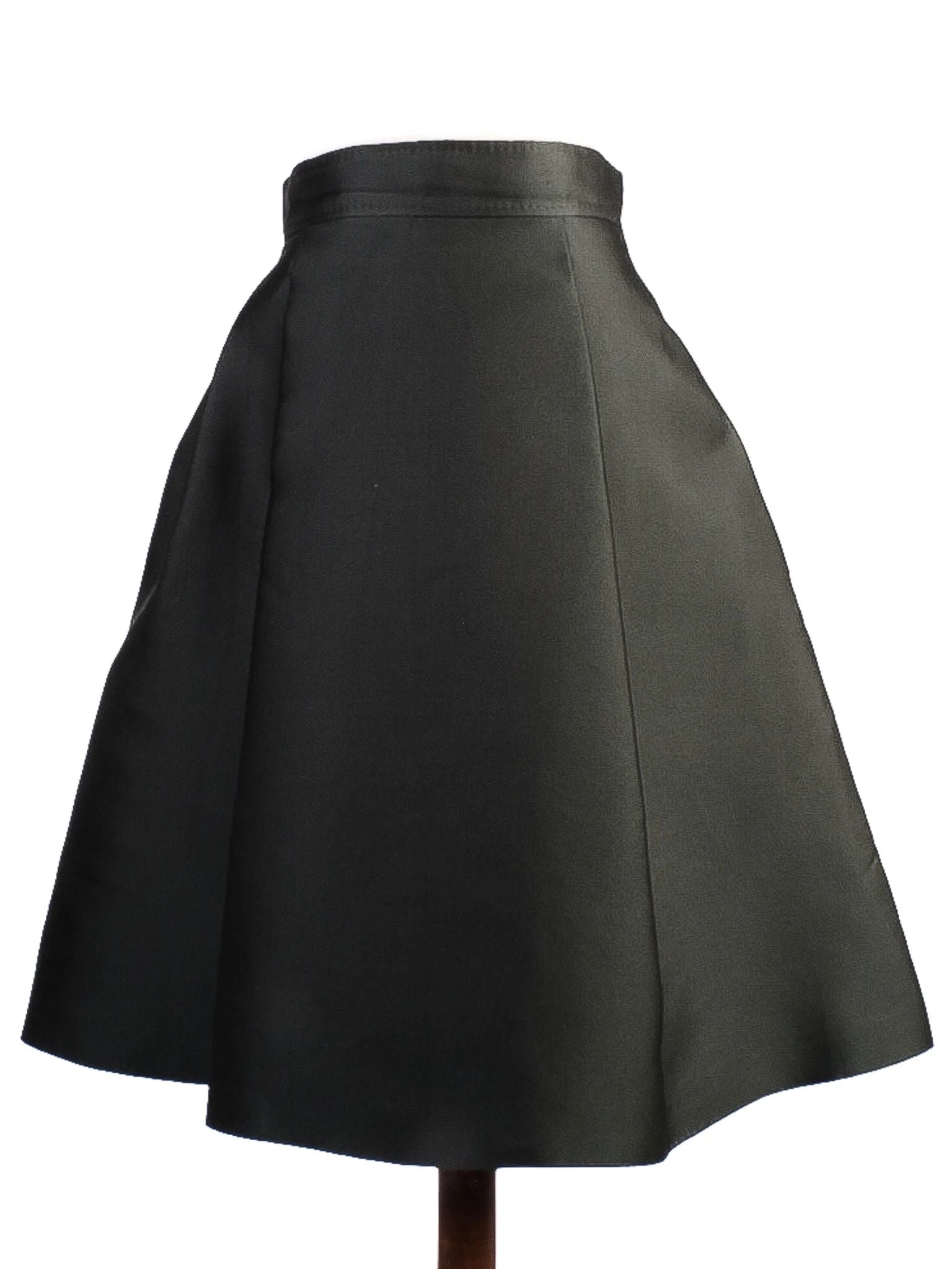 Excellent Max Mara Green Silk A-Line Skirt Size S Made in Italy