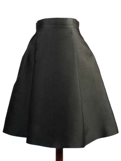 Excellent Max Mara Green Silk A-Line Skirt Size S Made in Italy