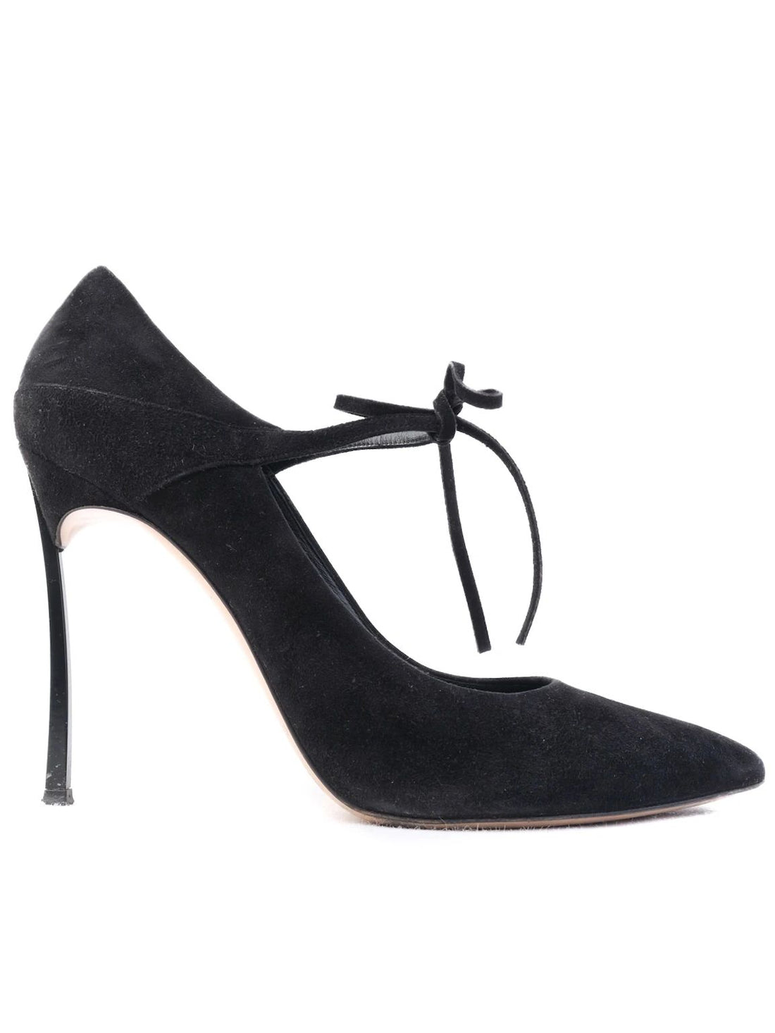 Excellent Casadei Black Suede High-Heeled Shoes Size N/A