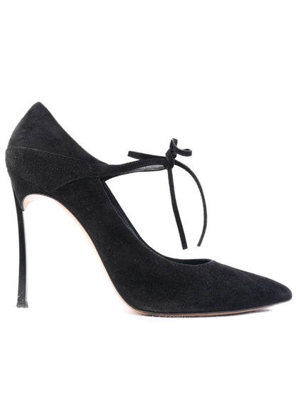 Excellent Casadei Black Suede High-Heeled Shoes Size N/A
