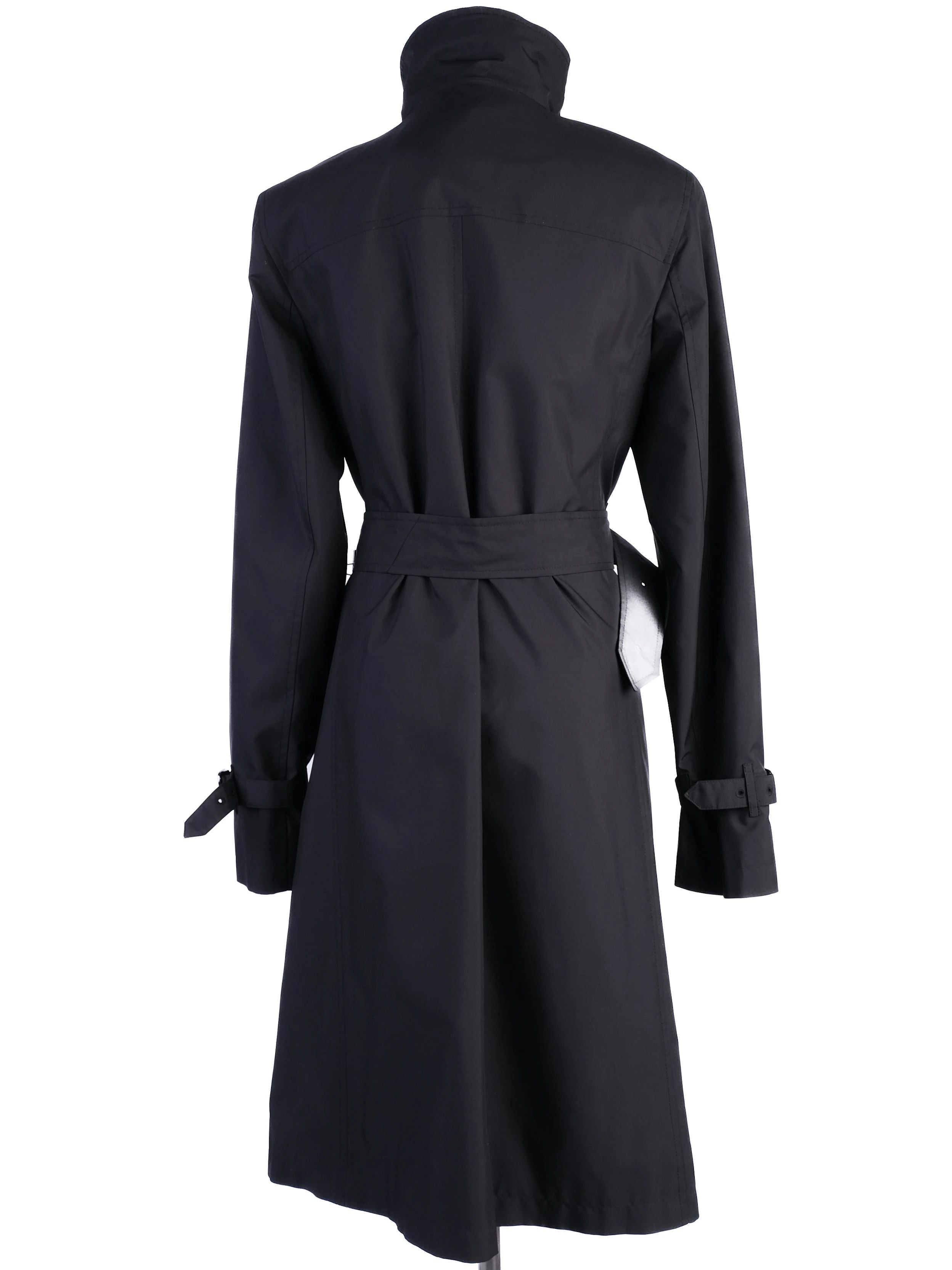 Excellent Burberry Black Polyester Trench Coat Size S