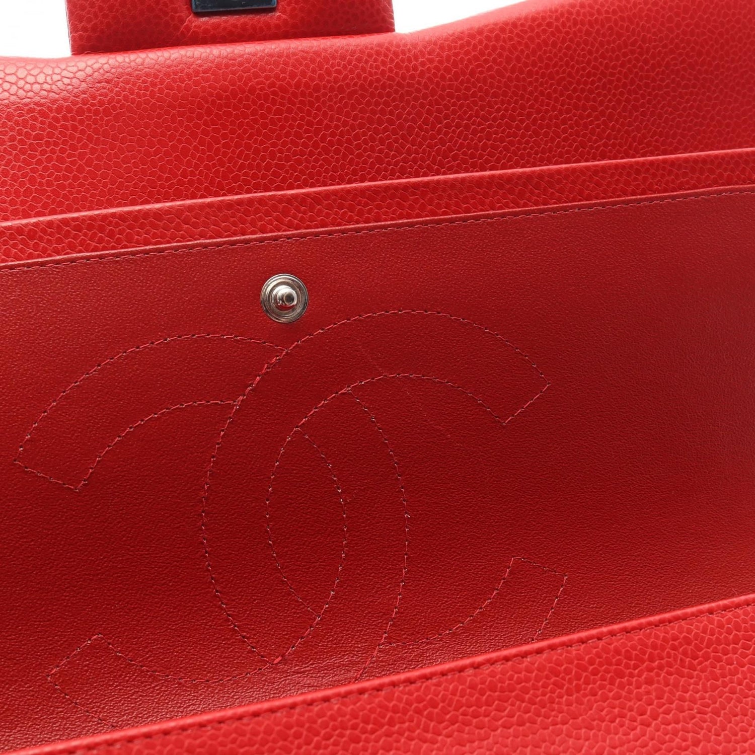 Chanel Red Deca Matelasse 30 Classic Large W Flap Shoulder Bag Calfskin (cowhide) A 58600