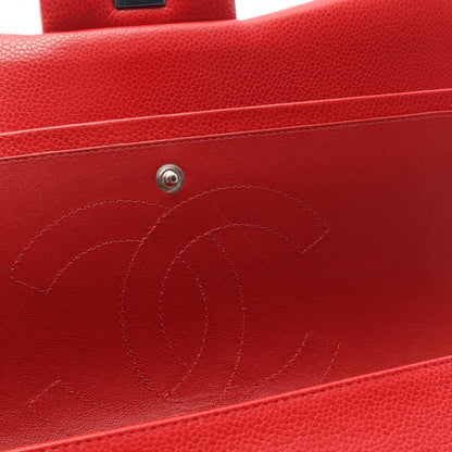 Chanel Red Deca Matelasse 30 Classic Large W Flap Shoulder Bag Calfskin (cowhide) A 58600