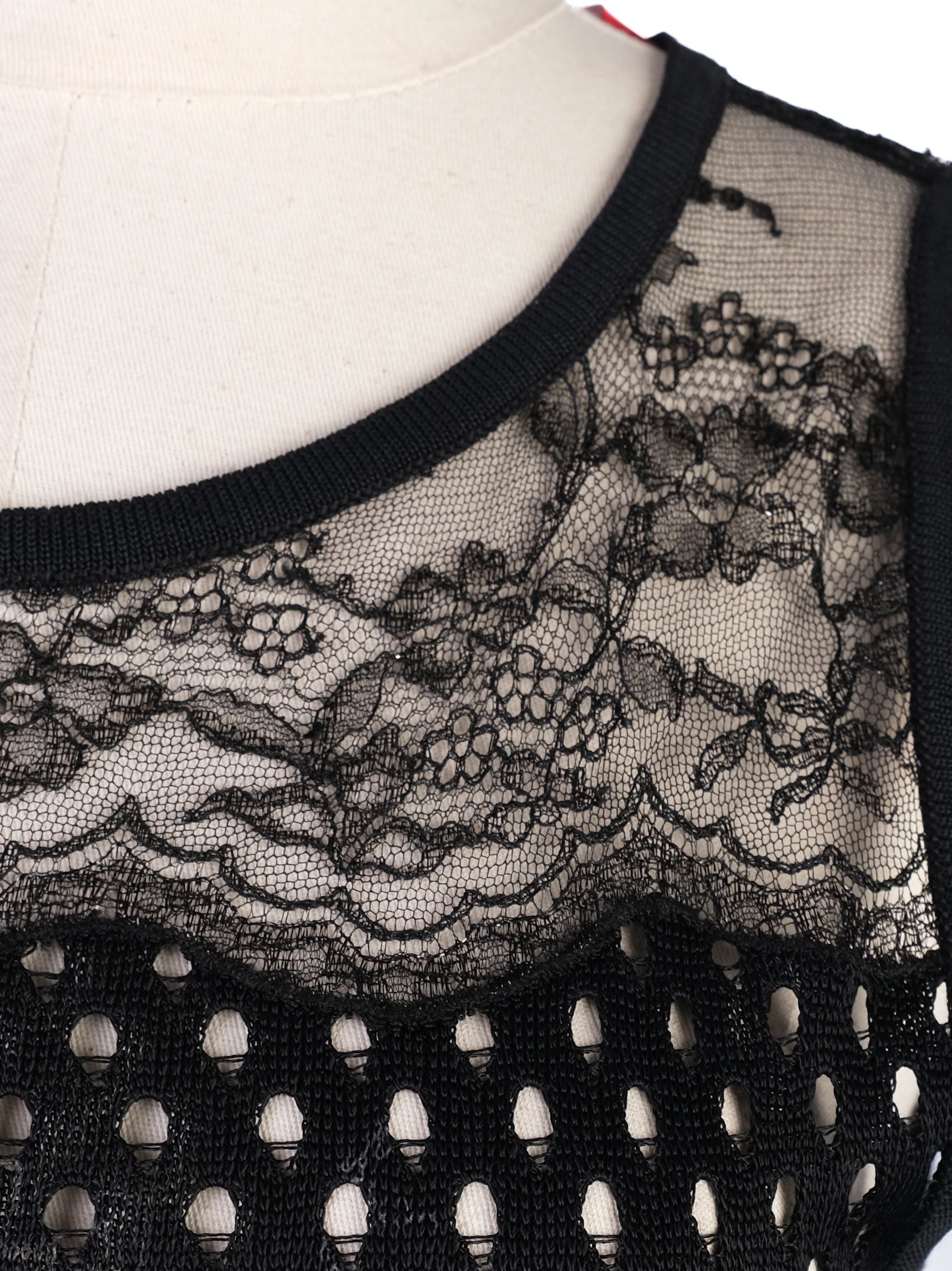 Christian Lacroix Black Sleeveless Dress M with Lace Detailing