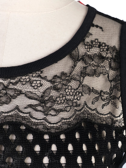 Christian Lacroix Black Sleeveless Dress M with Lace Detailing