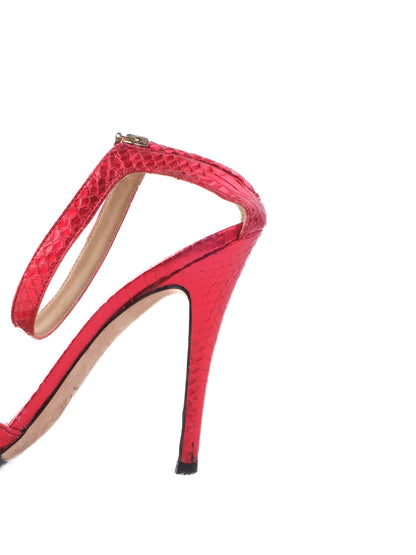 Excellent Dolce Gabbana Red Leather High-Heeled Sandal Size 37.5