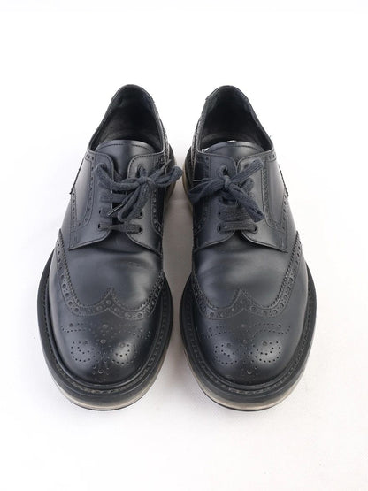 Excellent Prada Black Leather Brogue Shoes Size 40.5 with Air Cushion