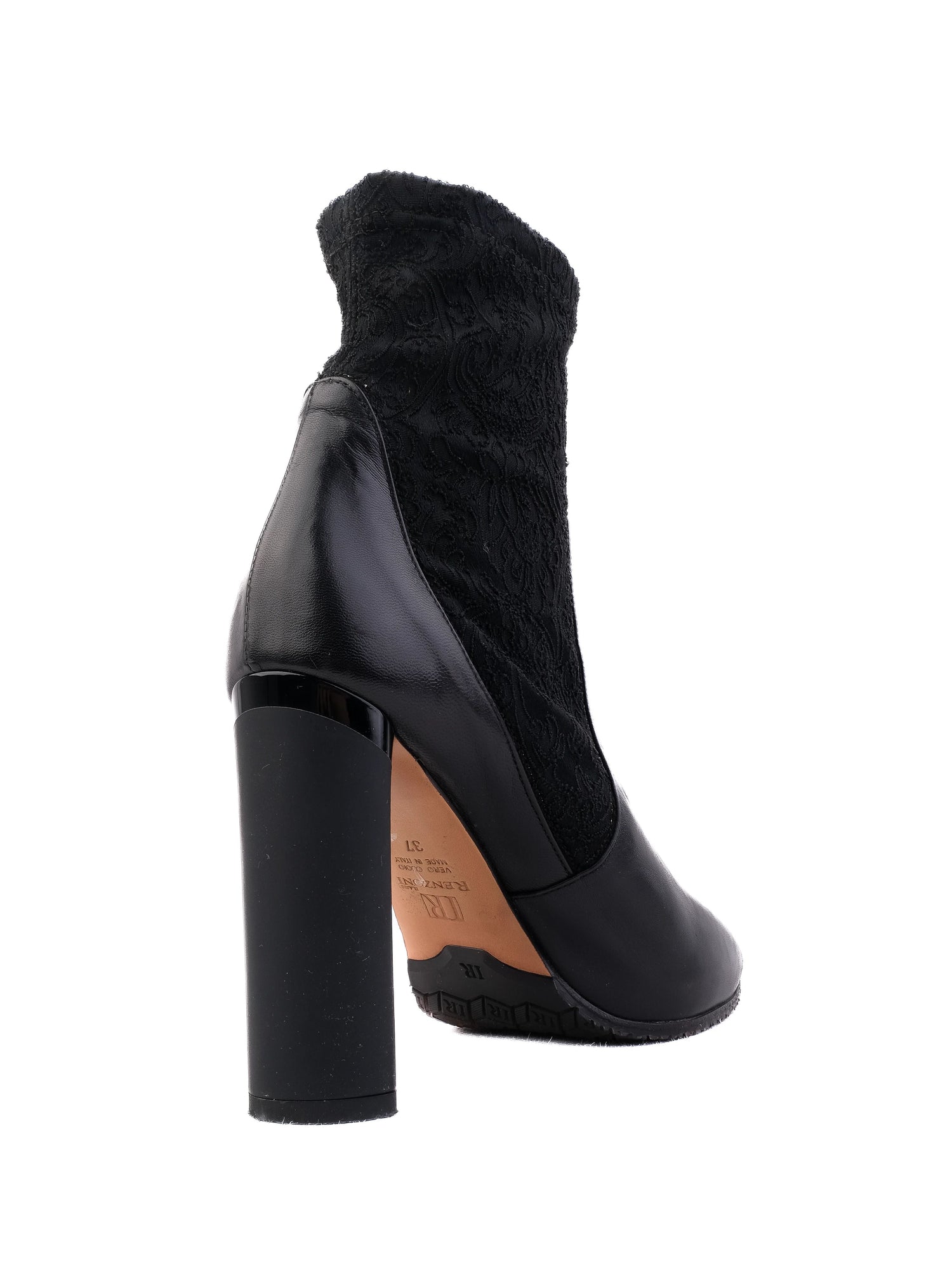 Good Renzoni Black Leather High-Heeled Ankle Boots Size 37