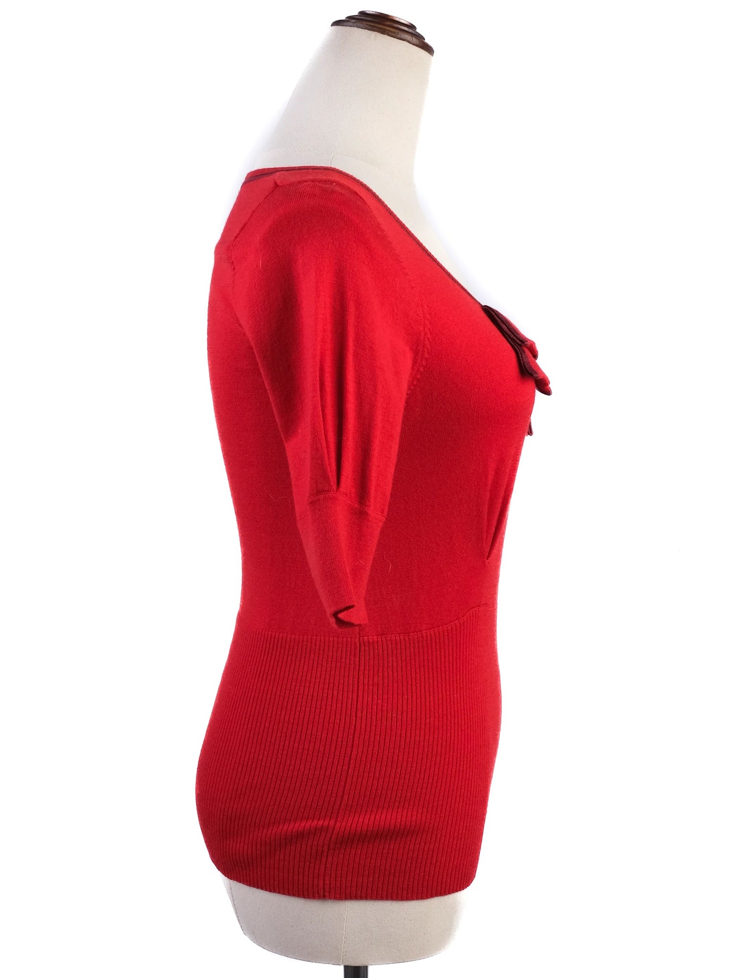 Excellent Karen Millen Red Wool Sweater Size XS with Zipper Detail