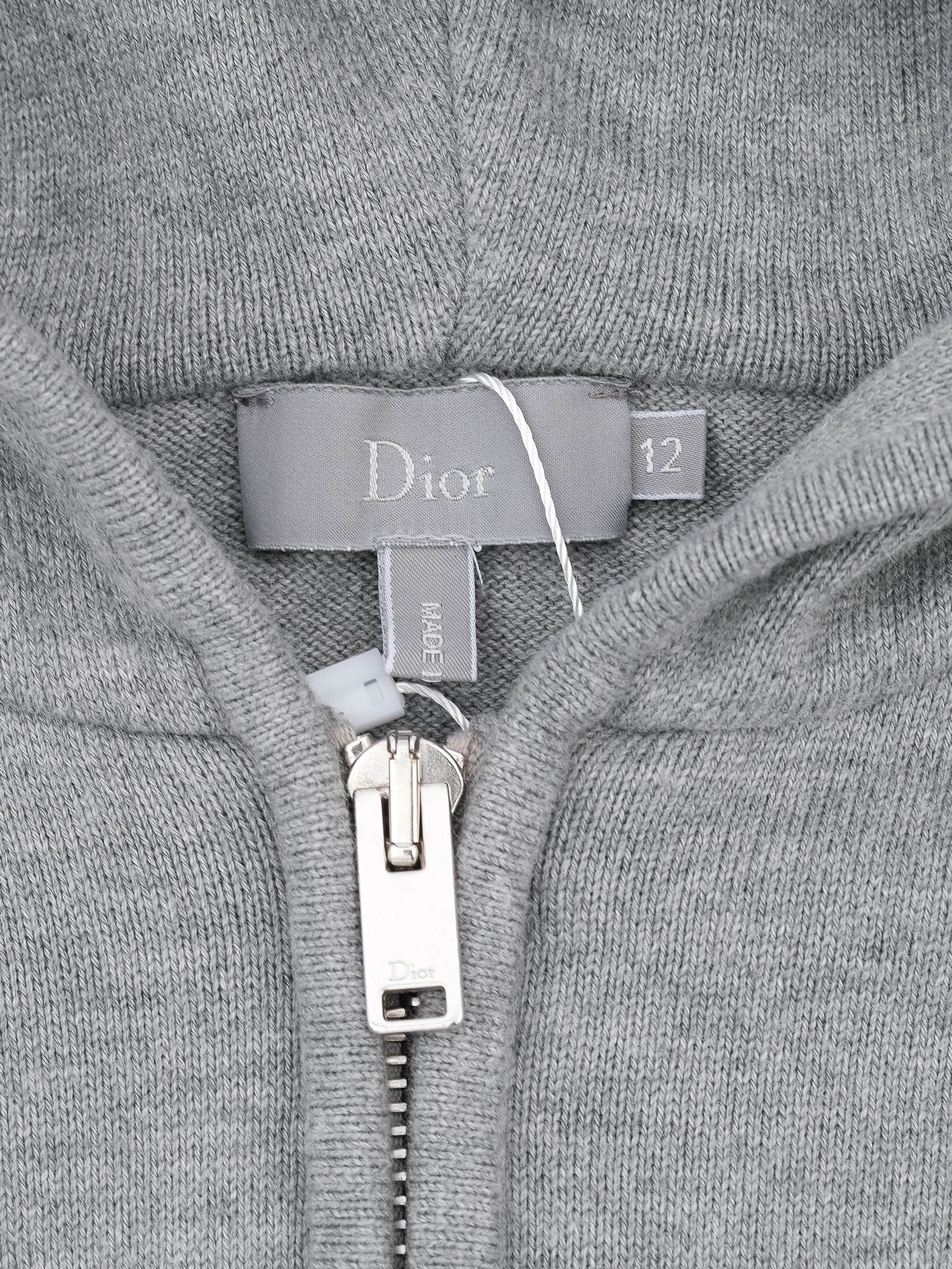 Excellent Dior Gray Zip-Up Hoodie for Kids Size 12