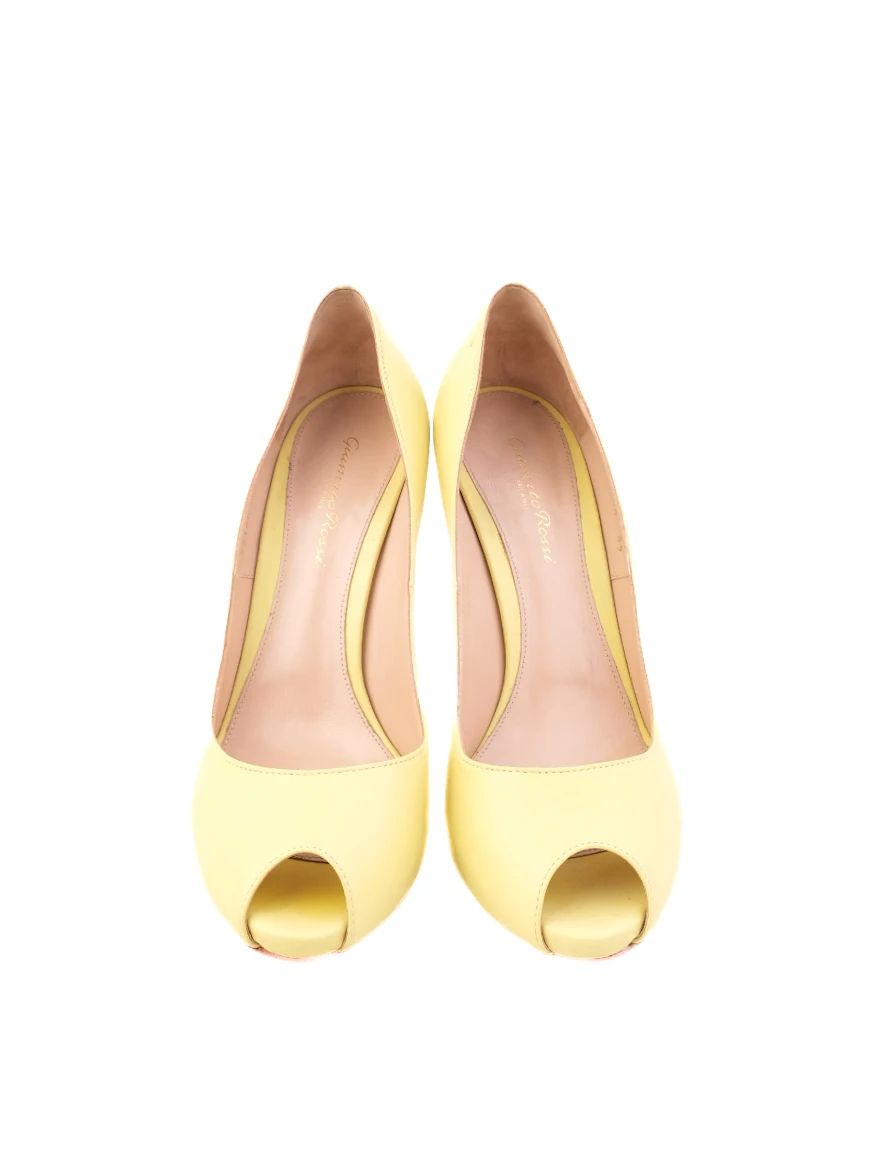 Excellent Gianvito Rossi Yellow Leather High-Heeled Shoes Size 39