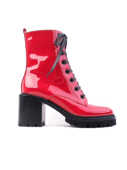 Perfect Nando Muzi Red Lacquer Ankle Boots Size 37