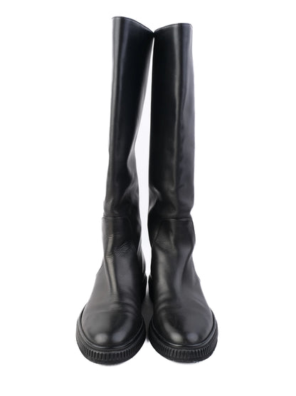 Excellent Sergio Rossi Black Leather Knee-High Boots Size 36