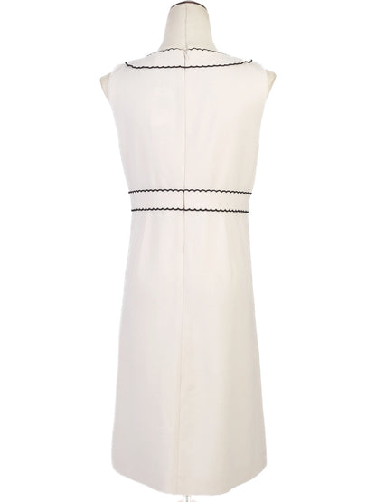 Excellent Red Valentino White Wool Dress with Black Trim Size N/A