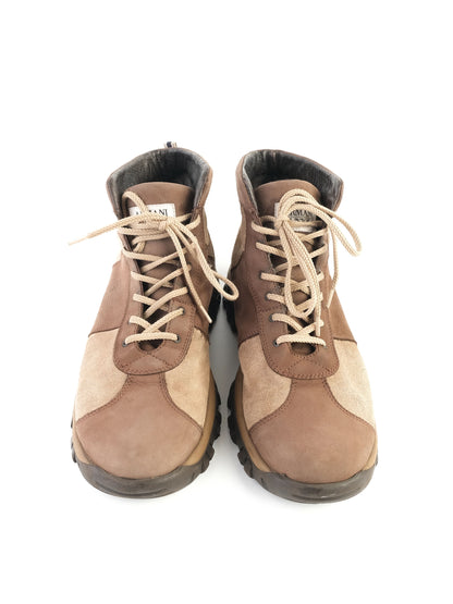 Excellent Armani Junior Brown Leather Lace-Up Boots Size 37