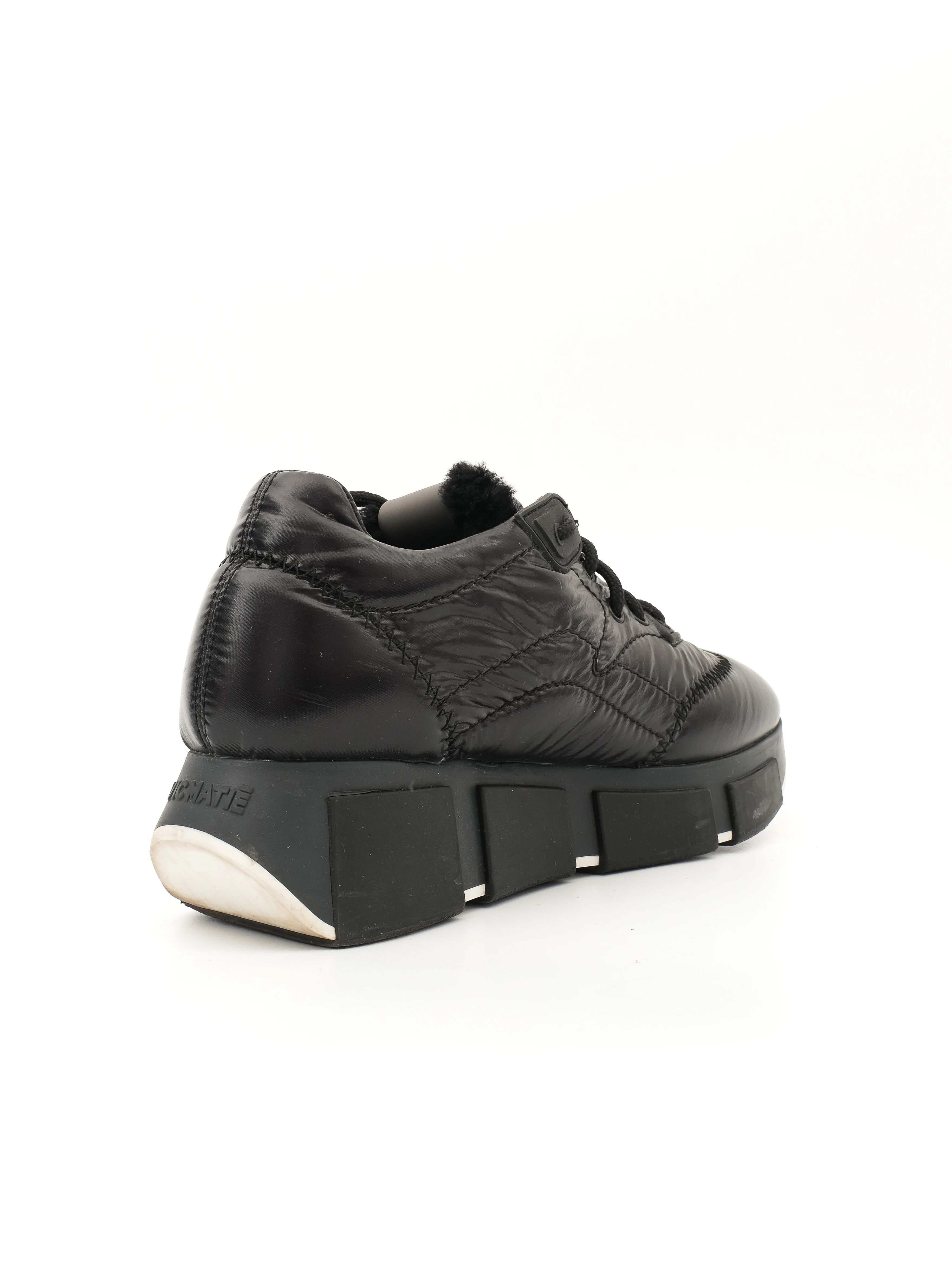 Excellent Vic Matie Black Leather Sneakers Size 36 with Chunky Sole