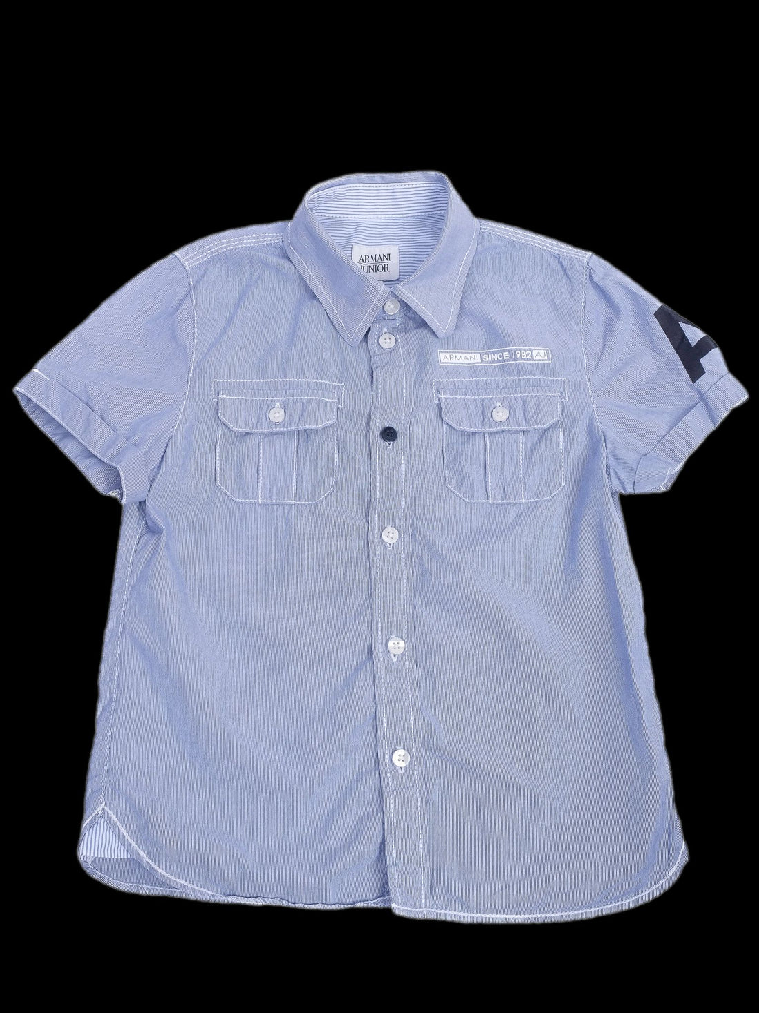 Excellent Armani Junior Blue Cotton Shirt Size 5 for Kids