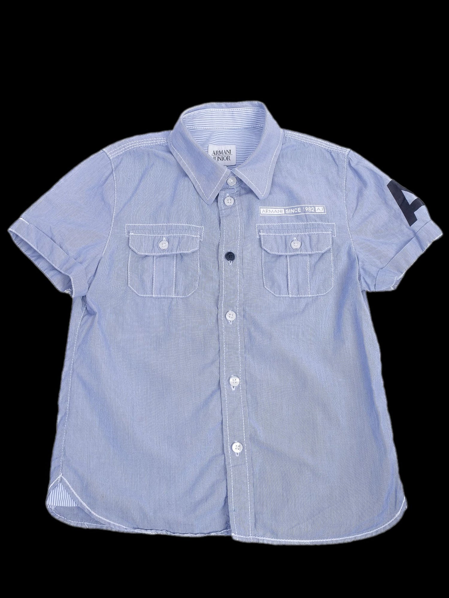 Excellent Armani Junior Blue Cotton Shirt Size 5 for Kids