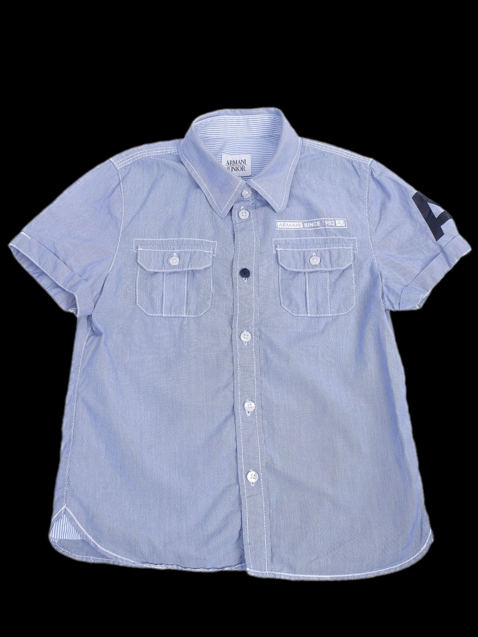 Excellent Armani Junior Blue Cotton Shirt Size 5 for Kids