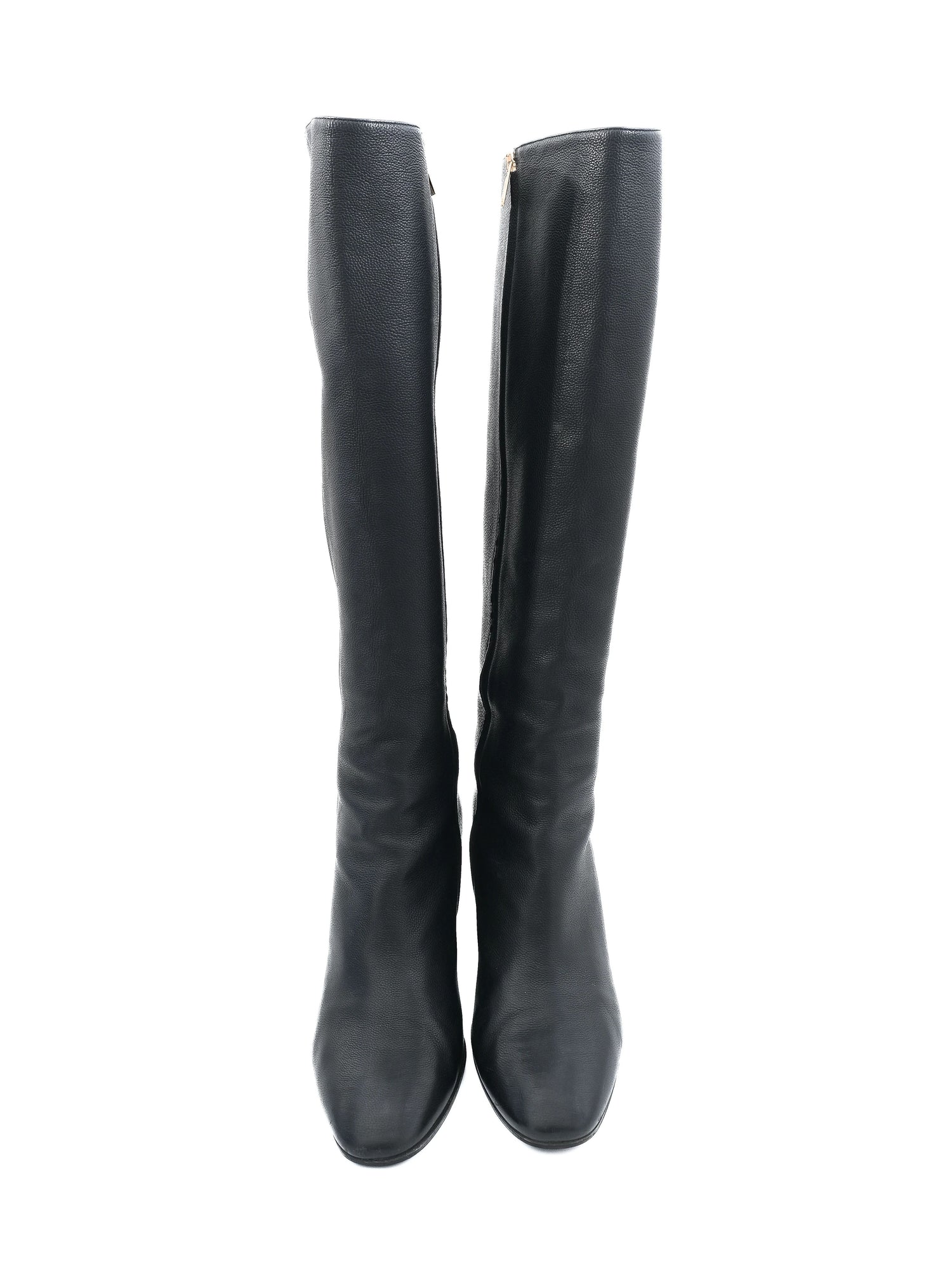 Excellent Salvatore Ferragamo Black Leather Knee-High Boots Size 39.5