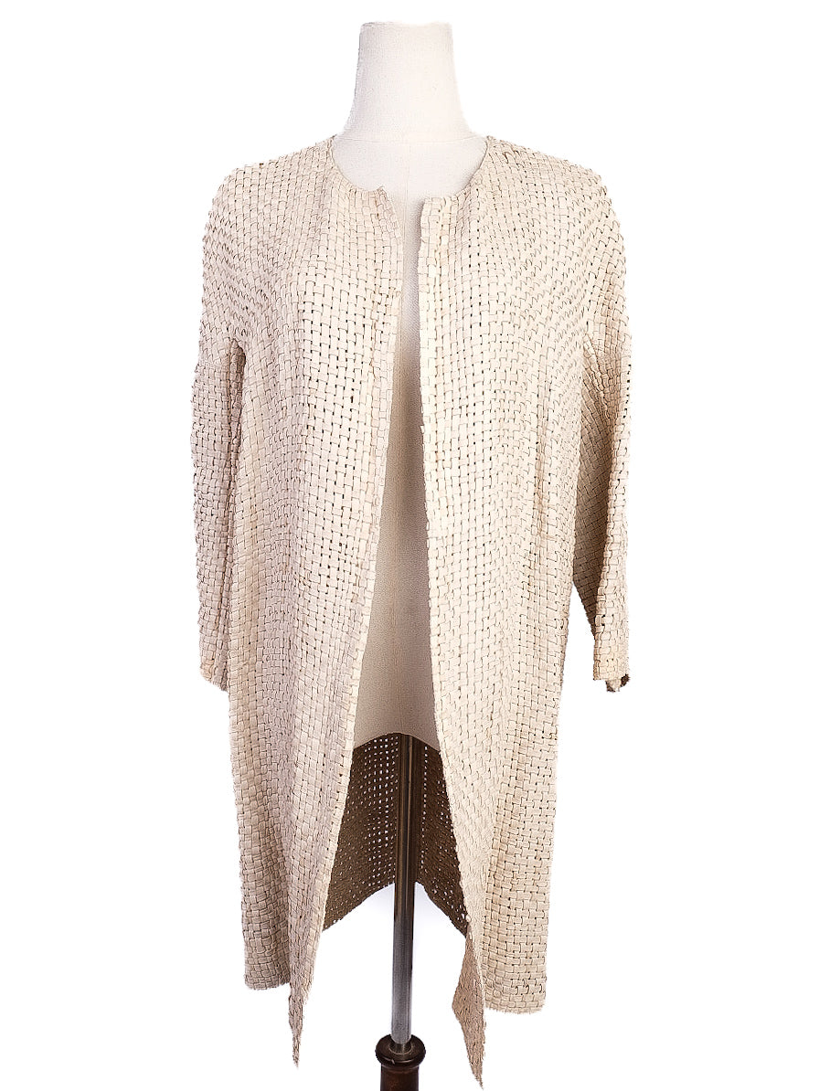 EXCELLENT Kaufmanfranco White Leather Textured Coat Size S