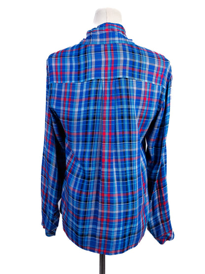 Excellent Armani Jeans Plaid Flannel Shirt Red Blue Size XS Women
