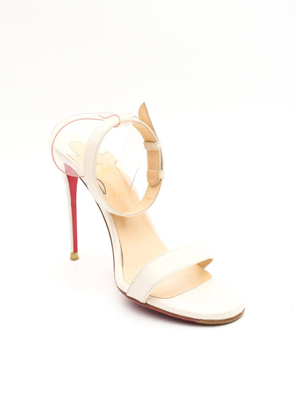 Christian Louboutin White Leather High-Heeled Sandals Size 38