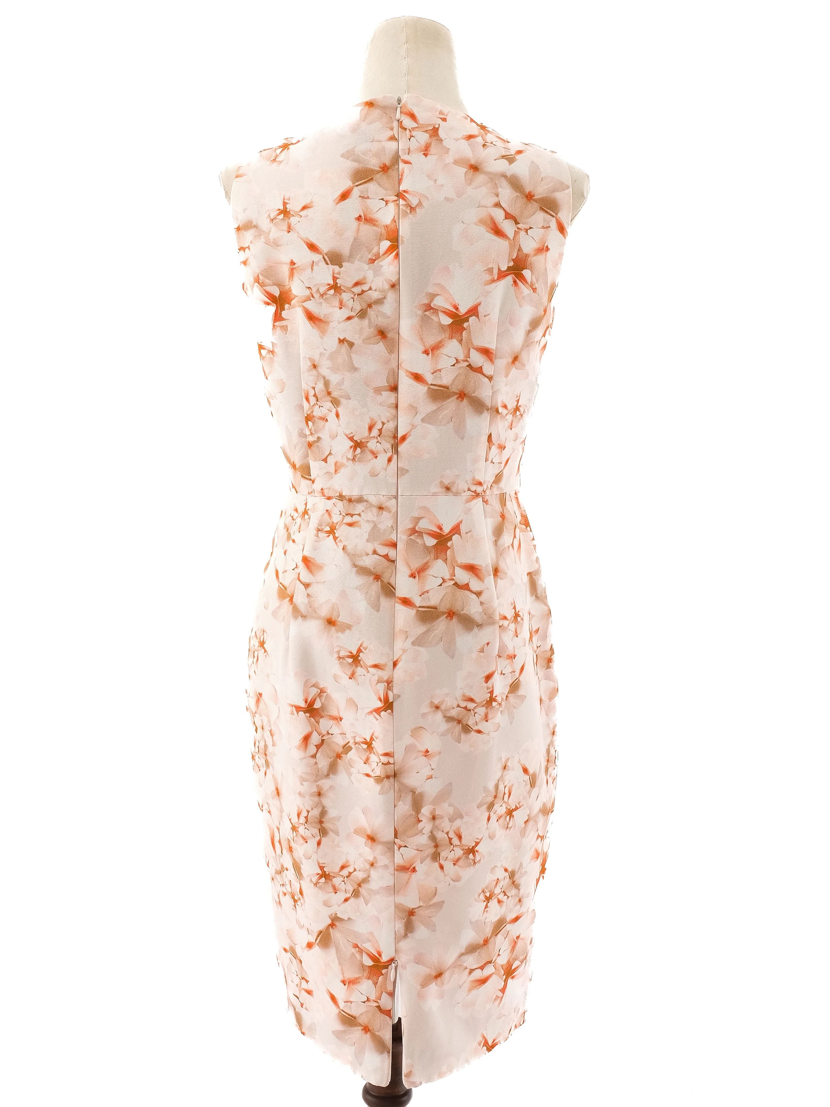 NEW Max Mara Floral Sleeveless Dress M Orange Beige Cotton