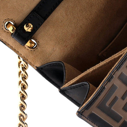 Fendi Kan U Shoulder Bag Zucca Embossed Leather Small