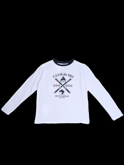 Excellent Petit Bateau White Long Sleeve T-Shirt Size 12 - CLUB de SKI