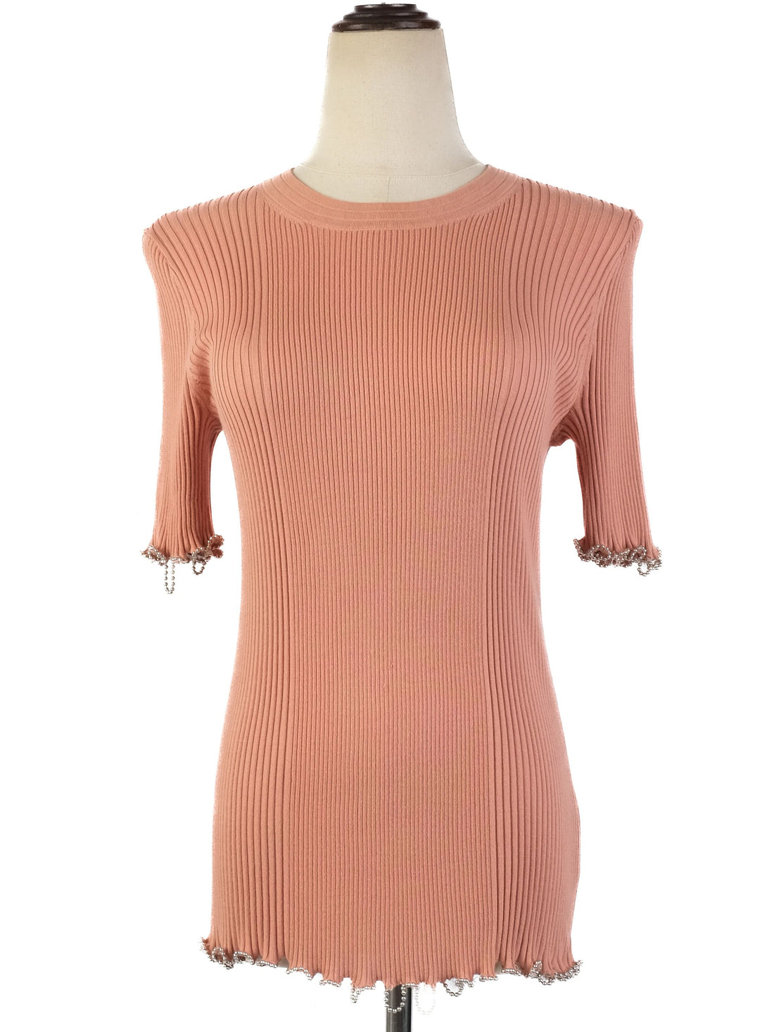 Excellent Alexander Wang Pink Cotton Ribbed Knit Top Size L