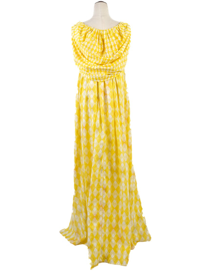 Excellent Thierry Colson Yellow Cotton Long Dress Size L