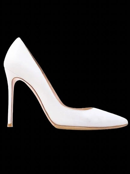 Excellent Gianvito Rossi White Leather High-Heeled Shoes Size 39