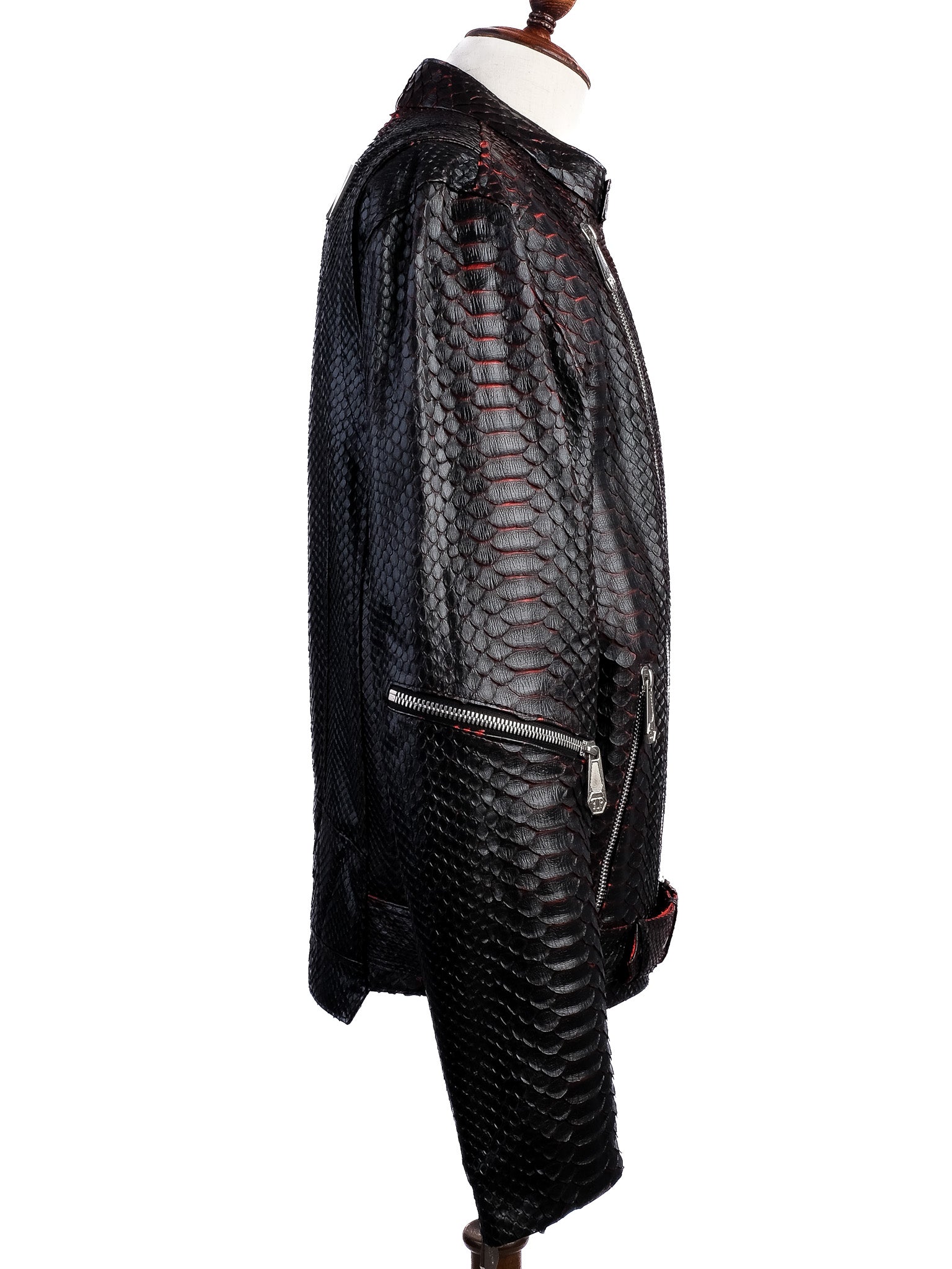 Perfect Phillipp Plein Black Textured Leather Jacket Size XL