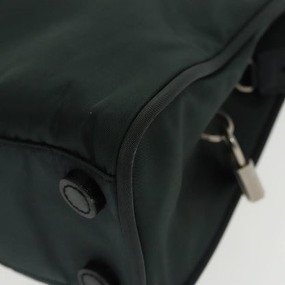 Prada Hand Bag Nylon Green Silver Auth