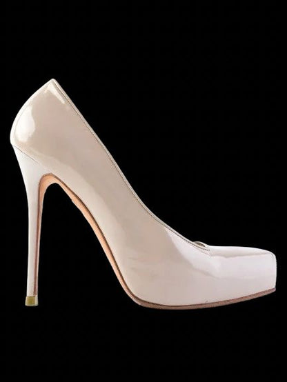 Excellent Alexander McQueen Gray Leather High-Heeled Pumps Size 40