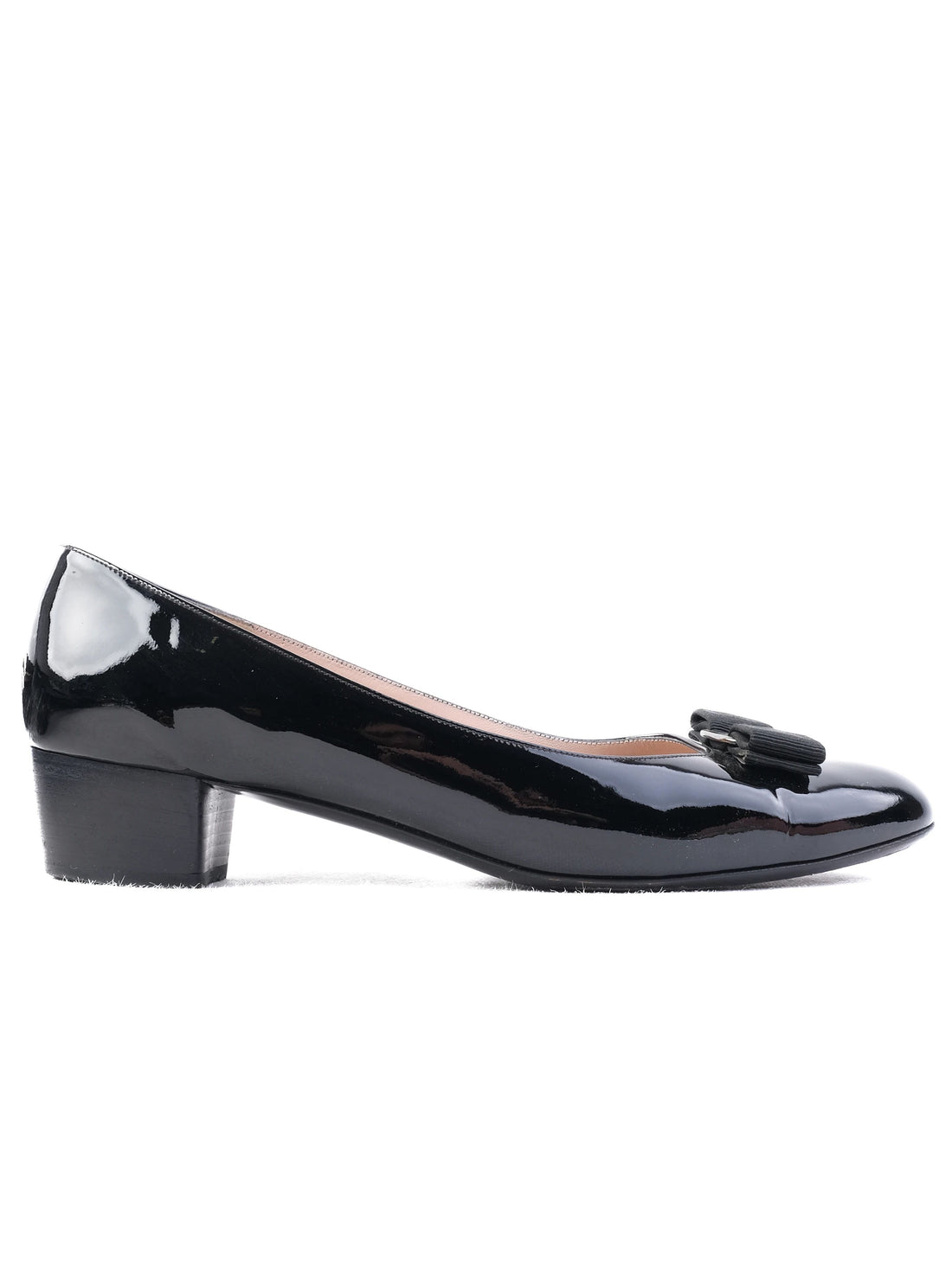 Excellent Salvatore Ferragamo Black Leather Shoes Size 40 with Bow