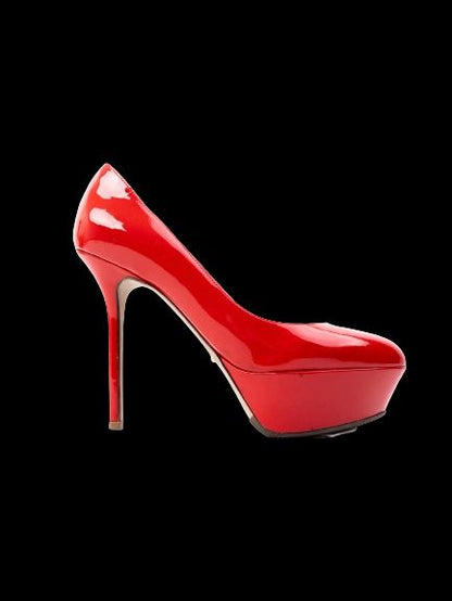 Average Condition Sergio Rossi Red Leather High-Heeled Shoes Size 36.5