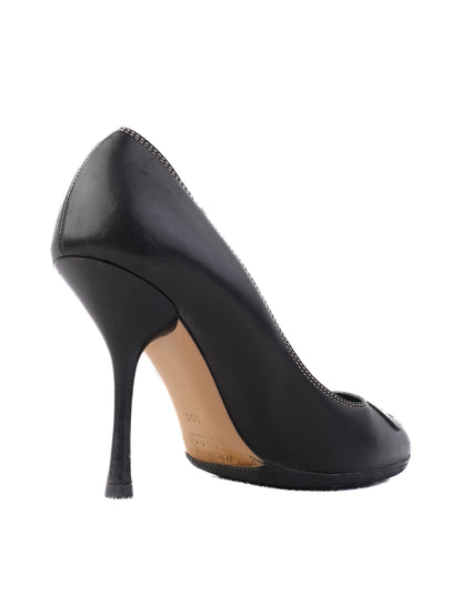 Excellent Gucci Black Leather High-Heeled Shoes Size 38 Women