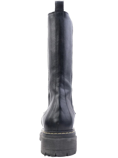 Excellent Pinko Black Leather Ankle Boots with Rugged Sole