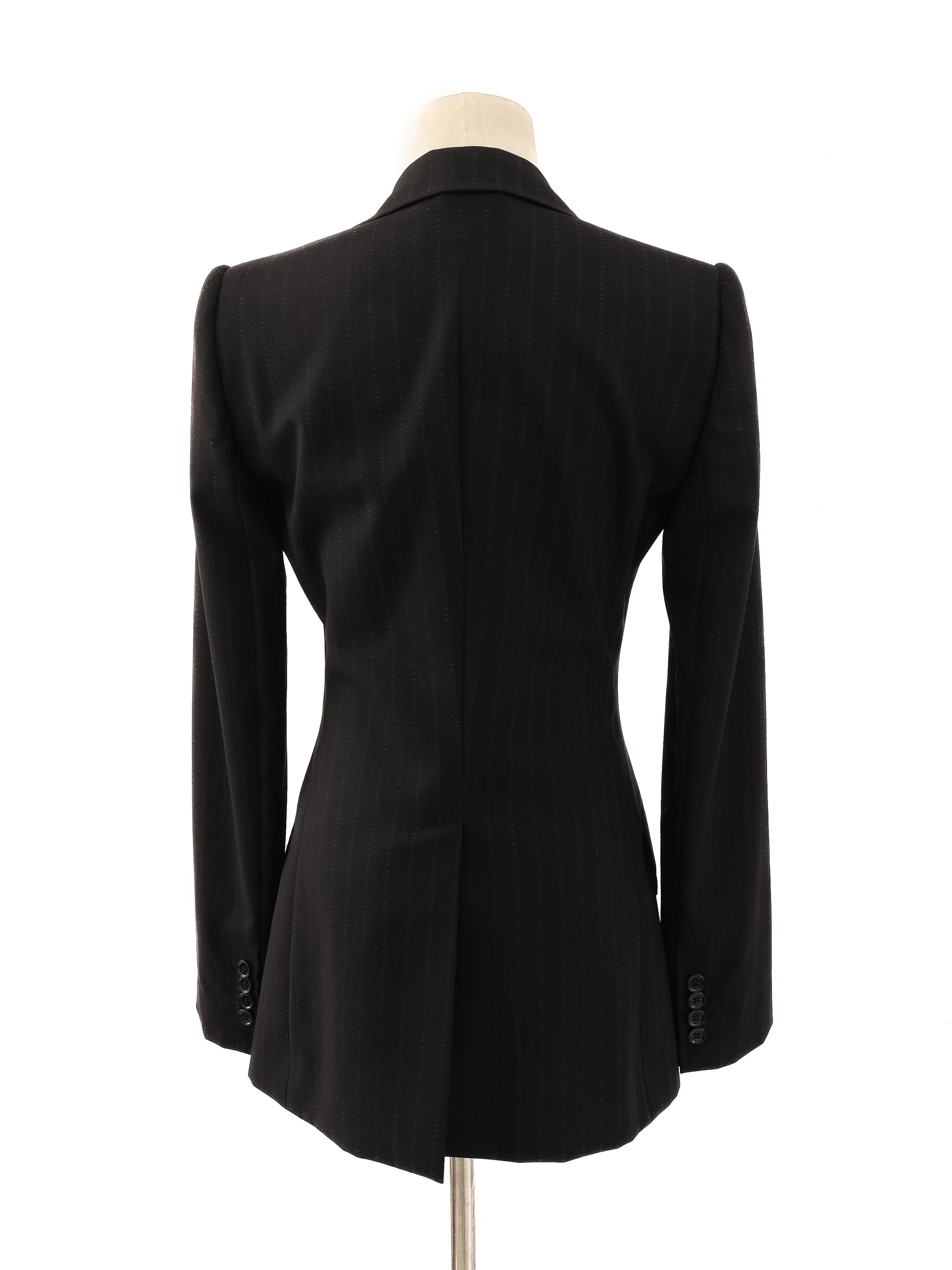 Excellent Dolce Gabbana Black Pinstripe Suit Size L Women Viscose