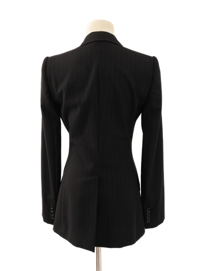 Excellent Dolce Gabbana Black Pinstripe Suit Size L Women Viscose