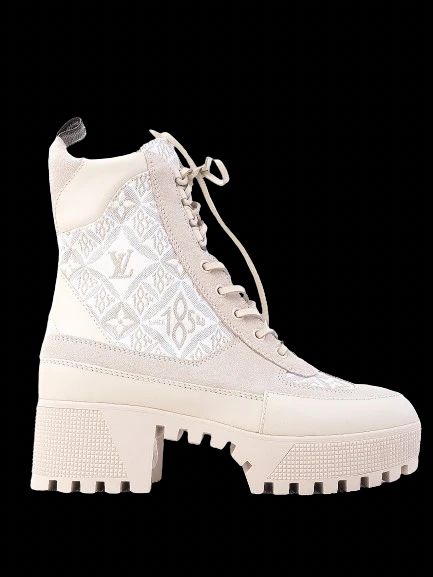 Perfect Louis Vuitton High-Top Boots White Fabric Size 38