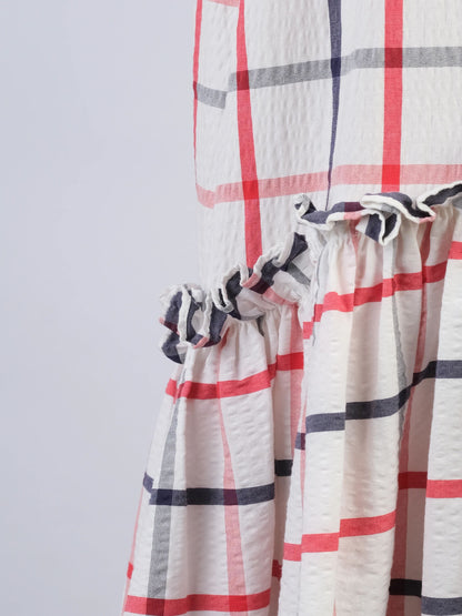 Excellent Rosie Assoulin WomenÕs L White Red Checkered Dress Size L