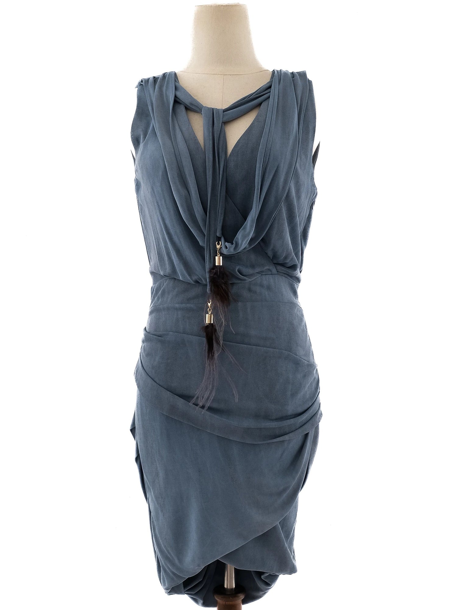 Excellent Elisabetta Franchi Blue Sleeveless Dress Size XS