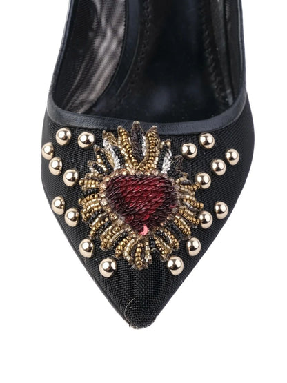 Excellent Dolce Gabbana Black High Heeled Shoes with Embellishments